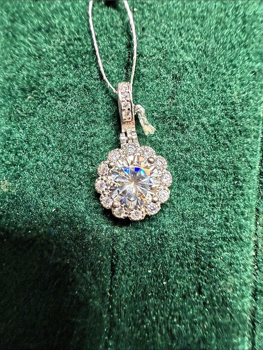 Moisonite Flower Pendant silver 925